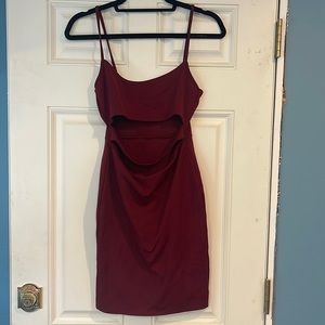 Maroon Cut out Bodycon Dress